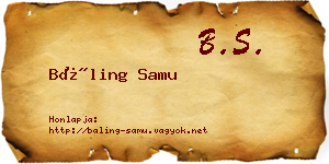 Báling Samu névjegykártya
